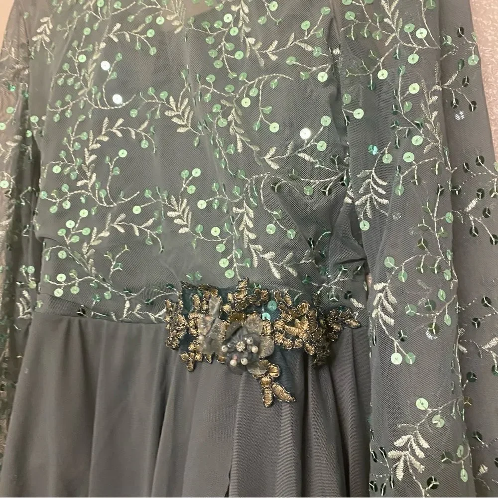 Weissman Dance Costume sage green sequin appliqué Saint Honesty 13413 adult SA